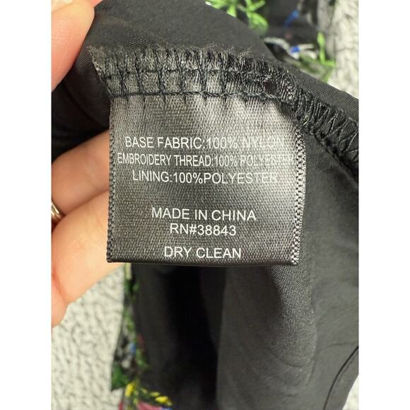 Sam Edelman Botanical Sheer Midi Dress Black with Floral Embroidery Size 0 $168 - Picture 6 of 16